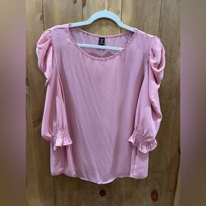 SHEIN Blush Pink Puff Sleeve Blouse